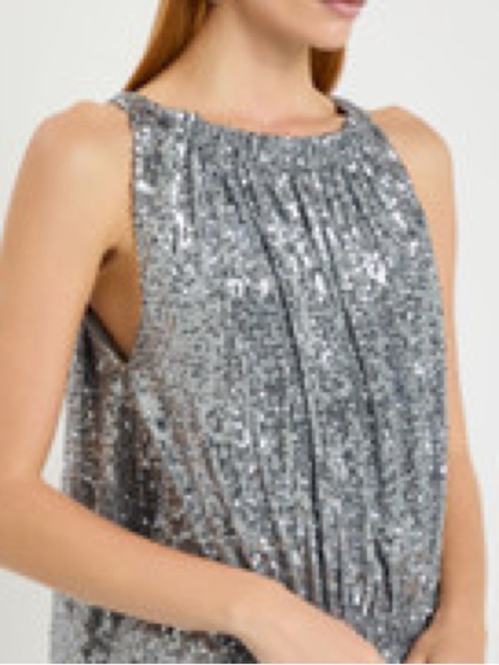Silver Sequin Sleeveless Top